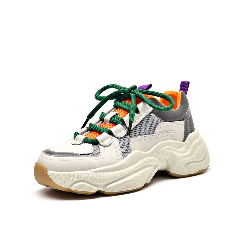 Chunky Handmade Cow Leather Women Sneakers