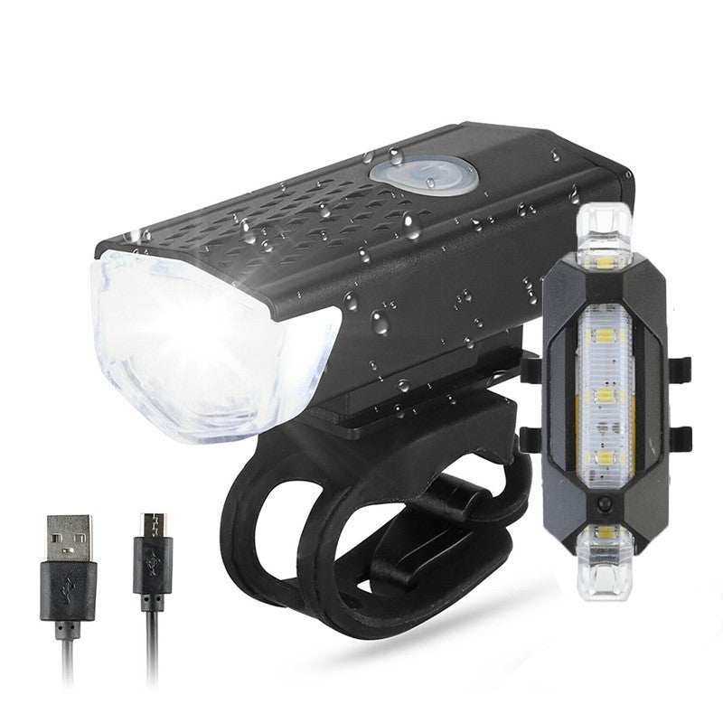 Bike Light LED Rechargeable Front Back Headlight Lamp