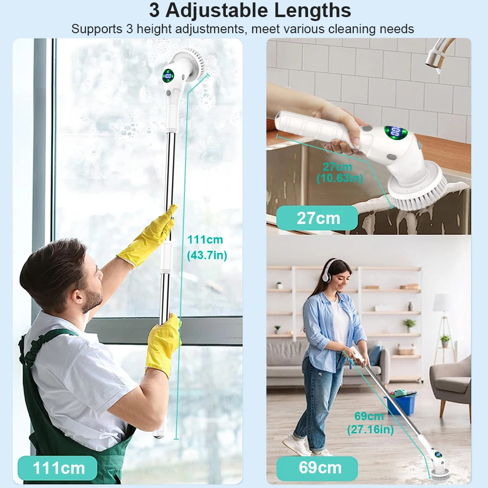 8 in 1 Multi Household Wireless Rotatable Cleaning Brush