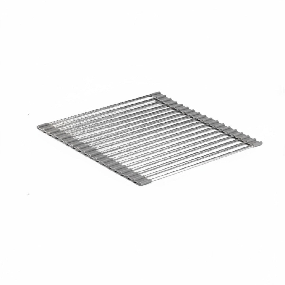 Stainless Steel Folding Dish Drying Rack - Over-Sink Roll-Up Drain Pad and Heat-Resistant Mat