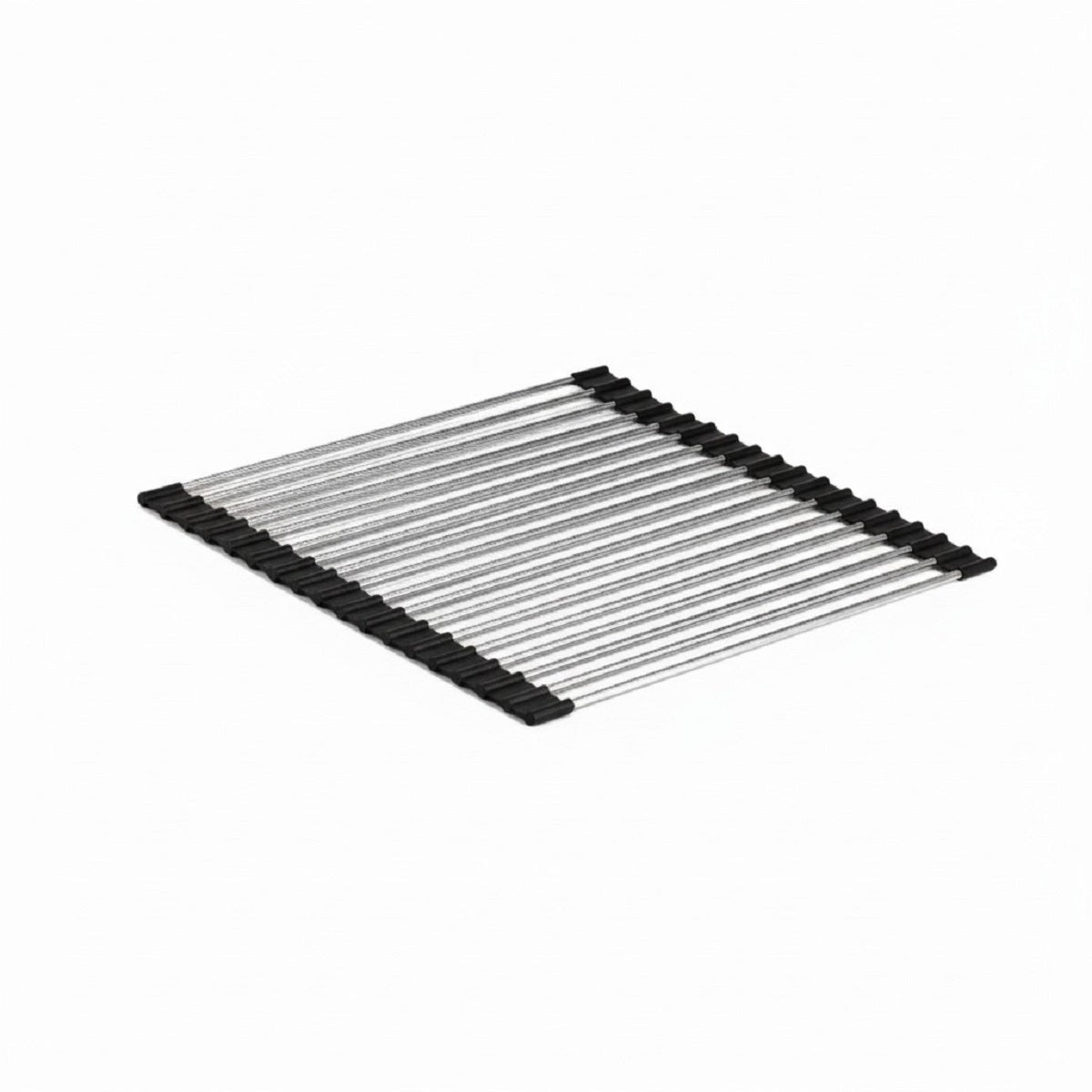 Stainless Steel Folding Dish Drying Rack - Over-Sink Roll-Up Drain Pad and Heat-Resistant Mat