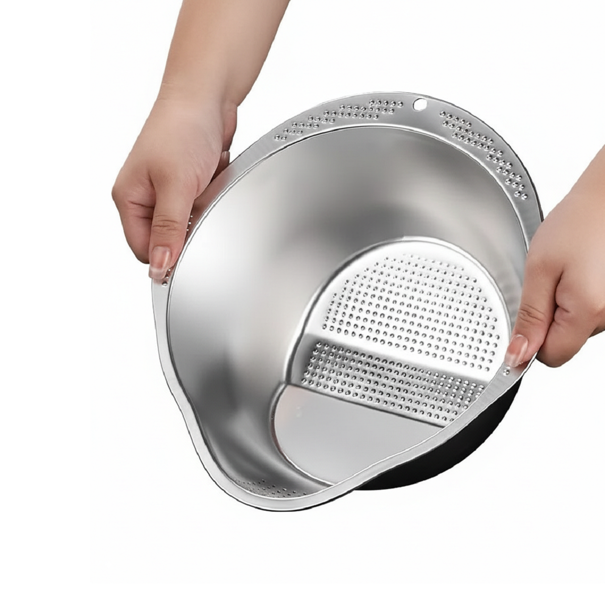 Rice Strainer Bowl - Stainless Steel Washing and Colander for Kitchen