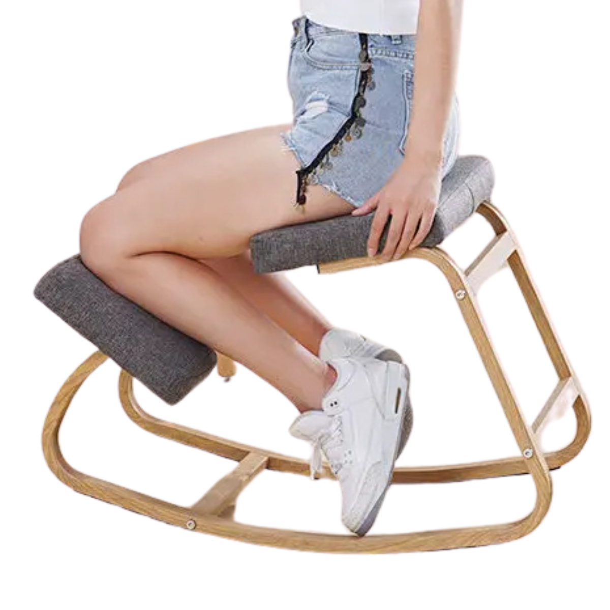 Ergonomic Kneeling Chair - Posture Support Rocking Stool with Thick Cushion