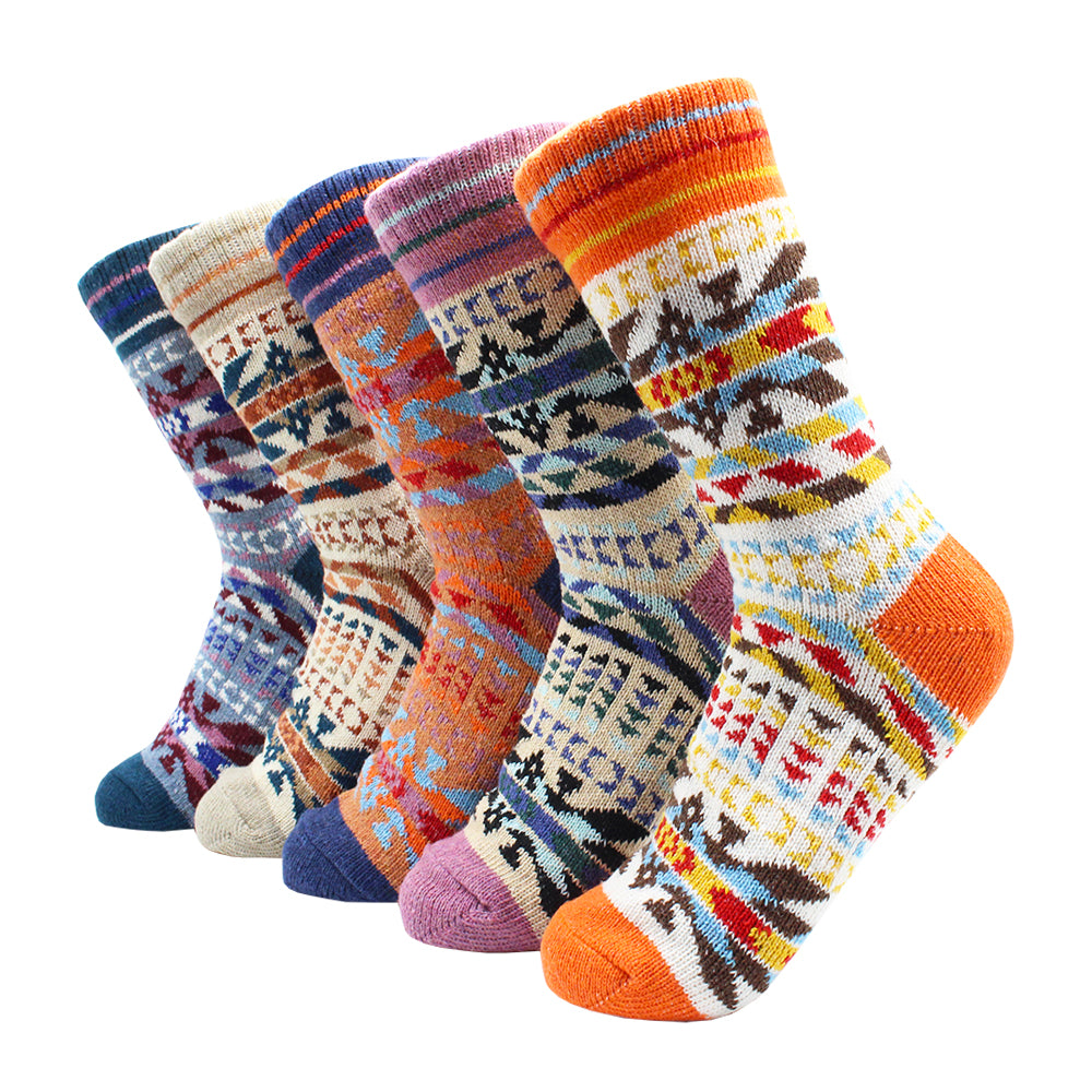 5 Pairs Winter Women's Thicken Thermal Wool Cashmere Snow Socks