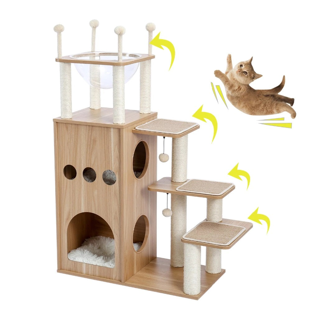 Tree House Cat Tower Condo Wood for Pet