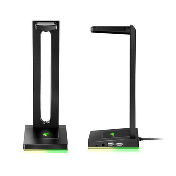 RGB Headset Stand with 0.14 in Aux and 2 USB Ports Headphone Holder