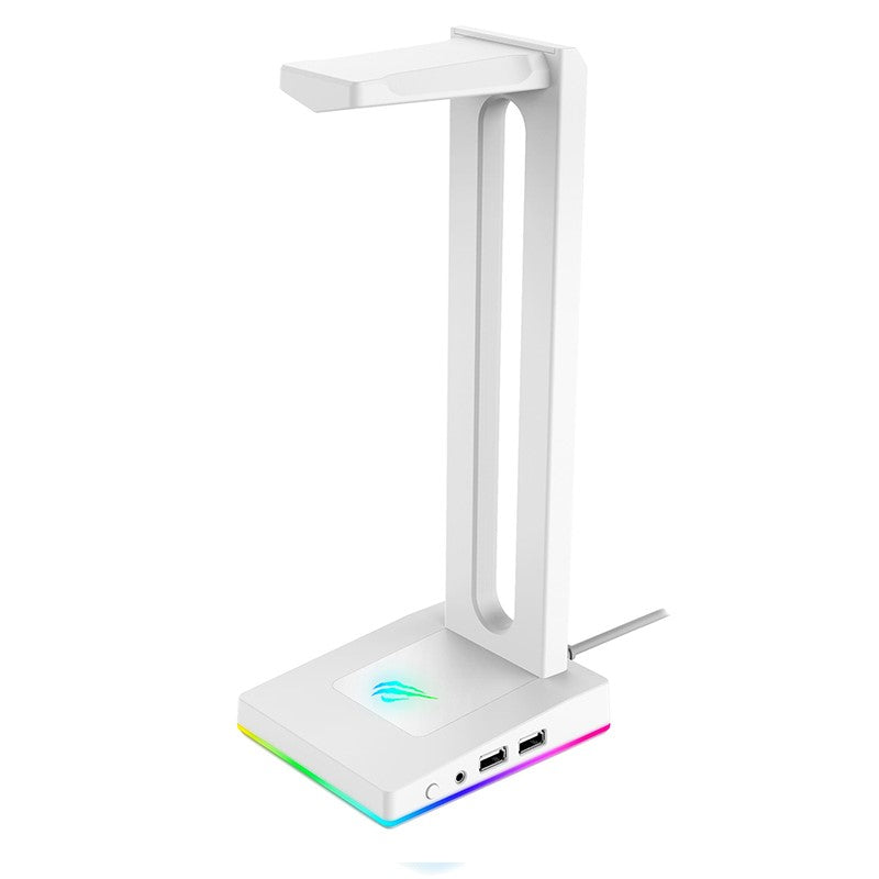 RGB Headset Stand with 0.14 in Aux and 2 USB Ports Headphone Holder