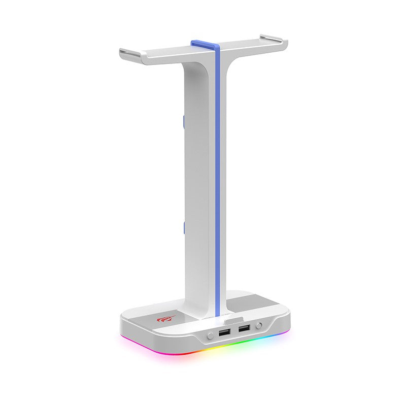 RGB Headset Stand with 0.14 in Aux and 2 USB Ports Headphone Holder
