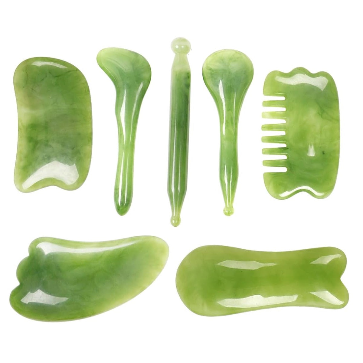 7-Piece Gua Sha Massage Set - Natural Resin Scraping Tools for Face & Body