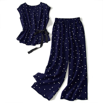 Korean Fashion Retro Casual Top Wide Leg Pants Trousers Suit