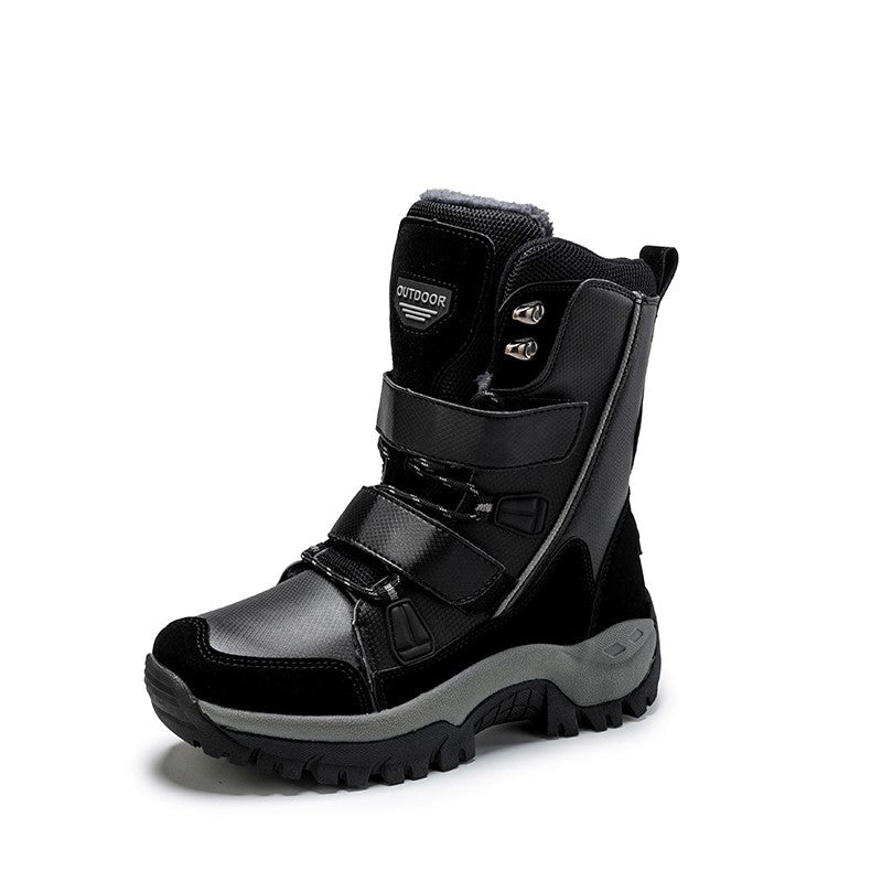 Warm Winter Plush Mid-Calf Waterproof Plus Size PU Leather Boots