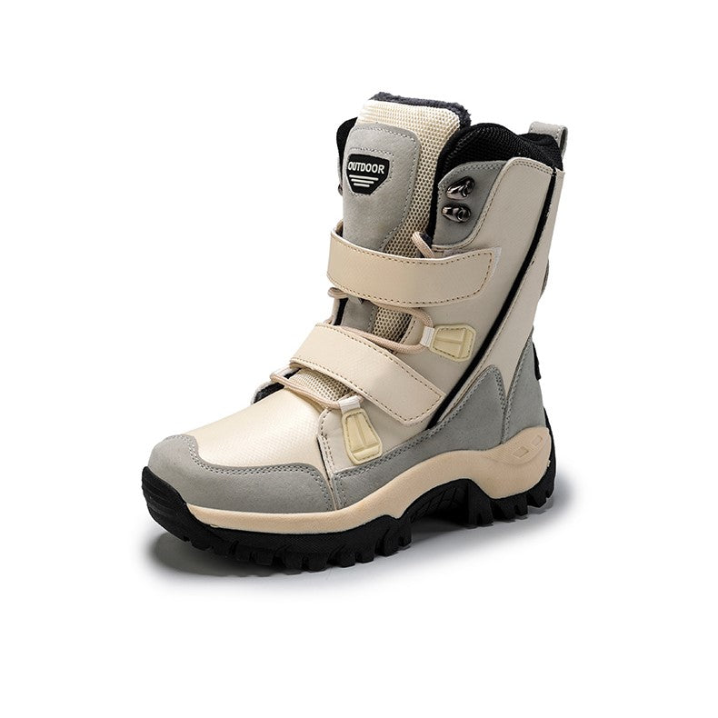 Warm Winter Plush Mid-Calf Waterproof Plus Size PU Leather Boots