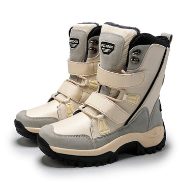 Warm Winter Plush Mid-Calf Waterproof Plus Size PU Leather Boots