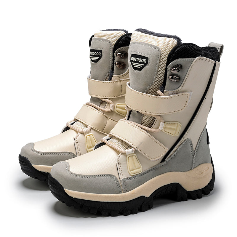 Warm Winter Plush Mid-Calf Waterproof Plus Size PU Leather Boots