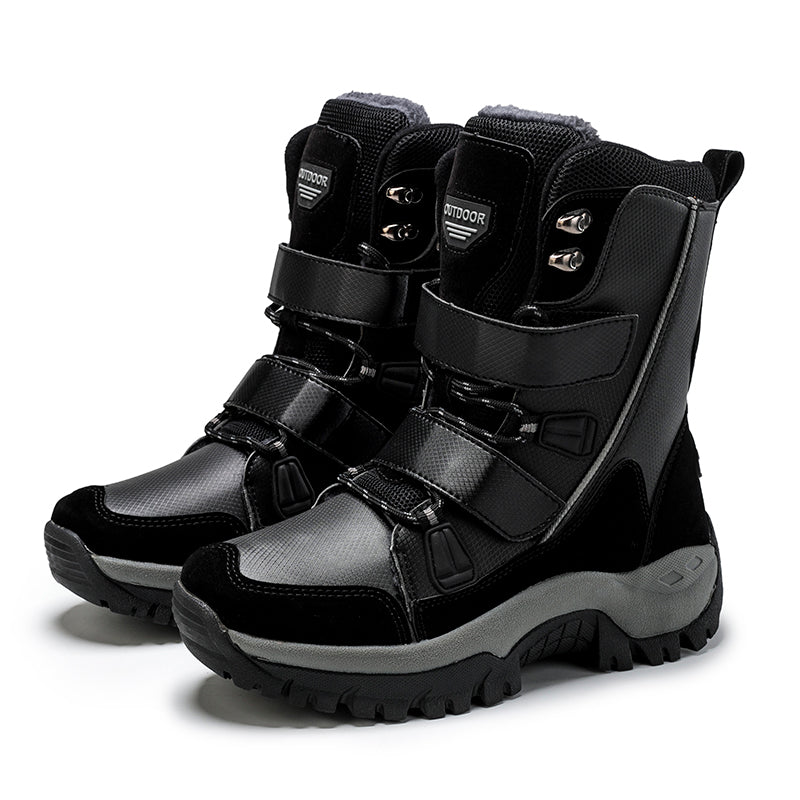 Warm Winter Plush Mid-Calf Waterproof Plus Size PU Leather Boots