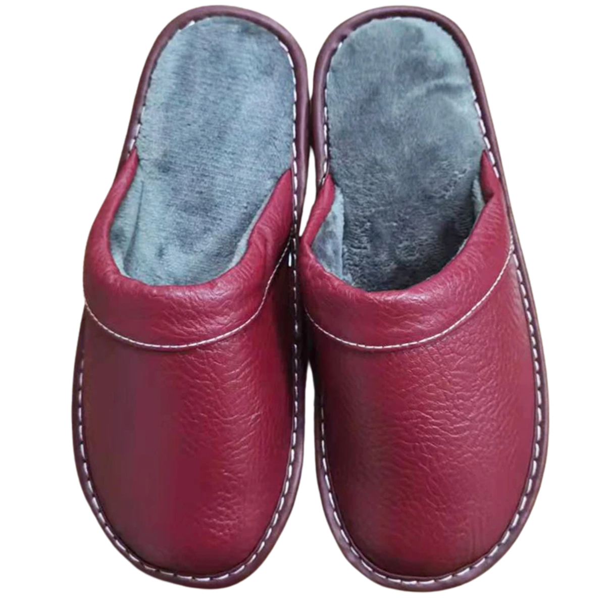 Winter Slippers Leather Indoor Outdoor Plush Lining Shoes for Men and Women