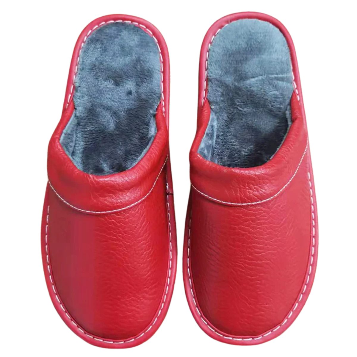 Winter Slippers Leather Indoor Outdoor Plush Lining Shoes for Men and Women