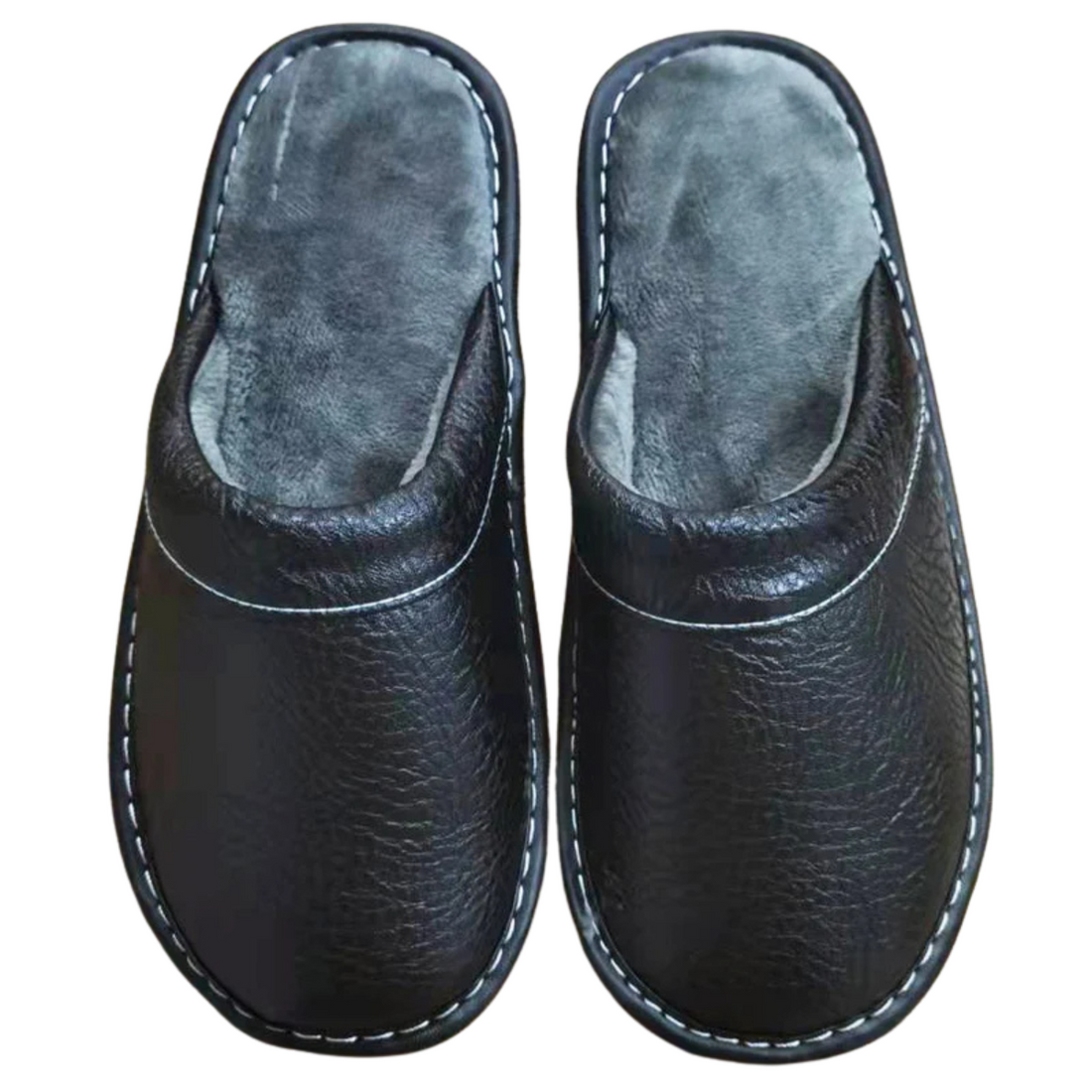 Winter Slippers Leather Indoor Outdoor Plush Lining Shoes for Men and Women