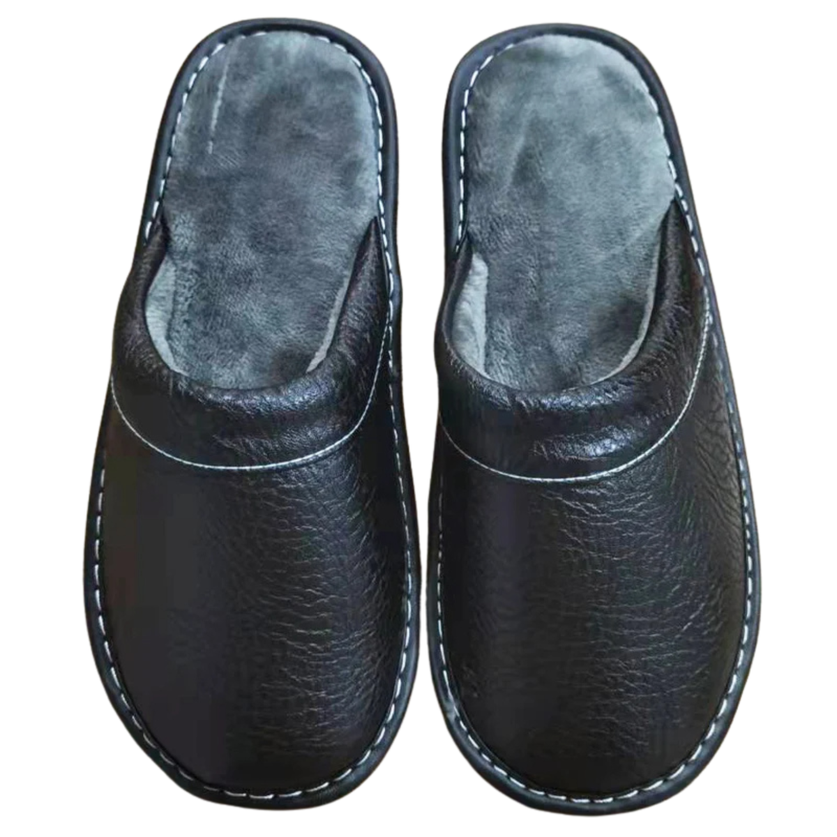 Winter Slippers Leather Indoor Outdoor Plush Lining Shoes for Men and Women