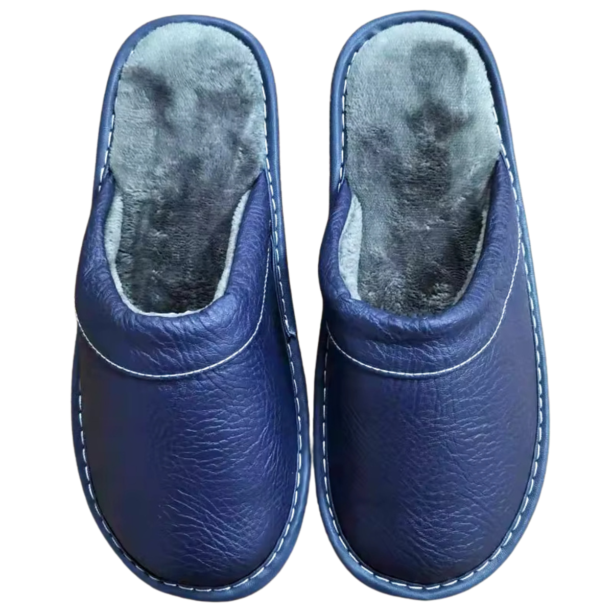 Winter Slippers Leather Indoor Outdoor Plush Lining Shoes for Men and Women