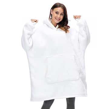 Fluffy Fleece Hooded Soft Warm Wearable Blanket