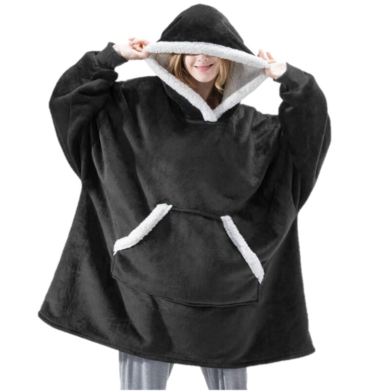 Fluffy Fleece Hooded Soft Warm Wearable Blanket