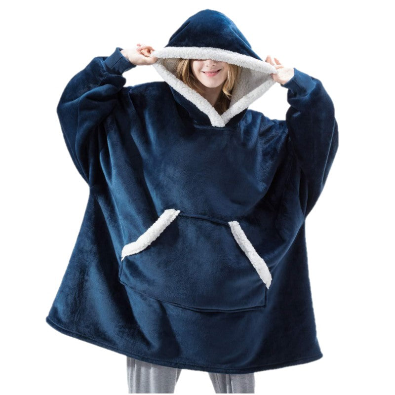 Fluffy Fleece Hooded Soft Warm Wearable Blanket