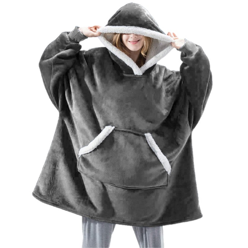 Fluffy Fleece Hooded Soft Warm Wearable Blanket