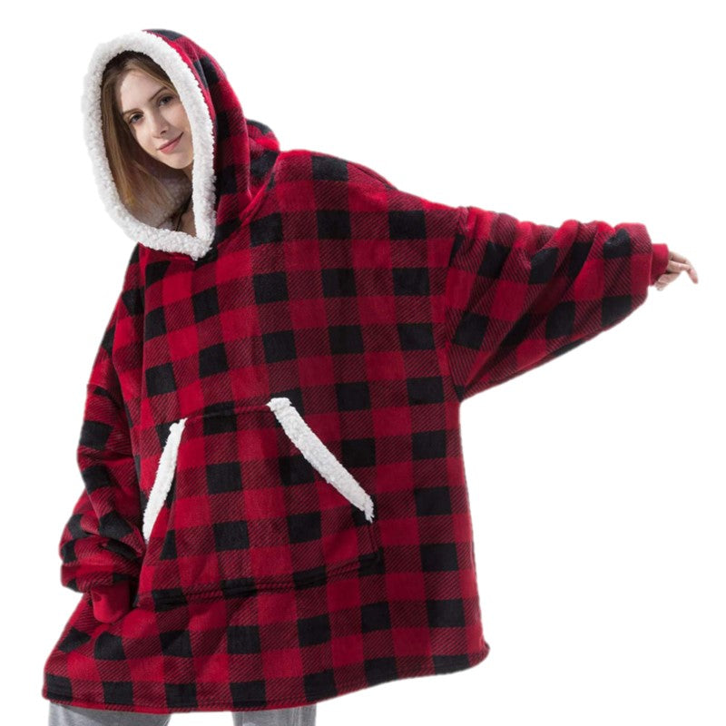 Fluffy Fleece Hooded Soft Warm Wearable Blanket