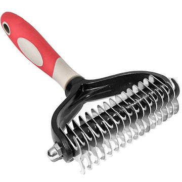Pet Deshedding Brush - Double-Sided for Dogs & Cats