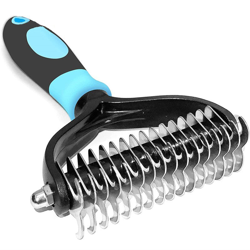 Pet Deshedding Brush - Double-Sided for Dogs & Cats