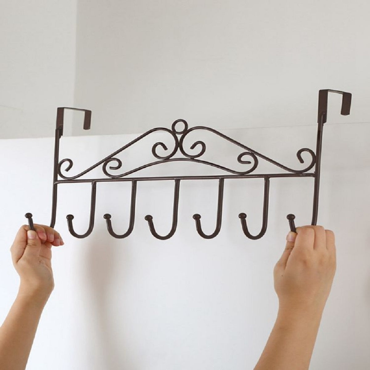 Metal Hanger Bracket 7 Hooks Door Behind Storage Wall Hanging Clothes