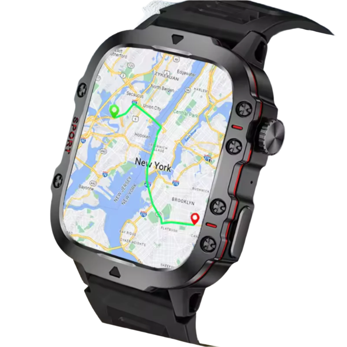 Men's Rugged Outdoor GPS Smartwatch - 1.96" Bluetooth Call and Waterproof