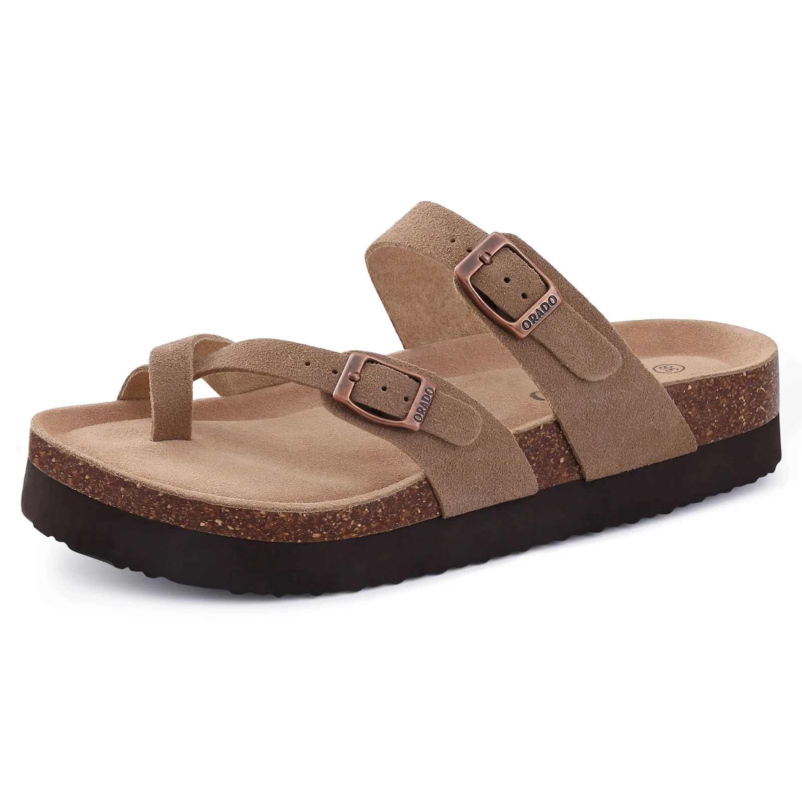 Suede Platform Soft Cork Footbed Summer Beach Sandals for Women and Men