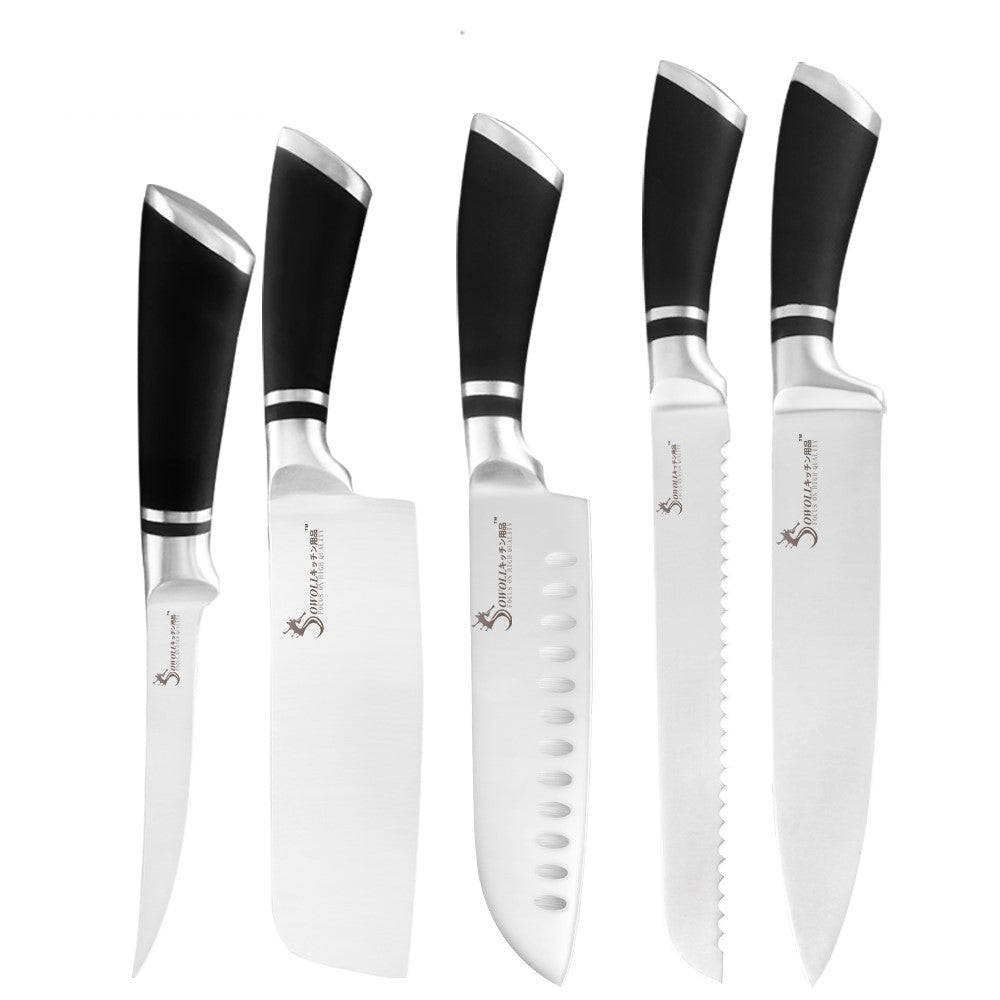 9 Pcs Stainless Steel Non-Slip Handle Chef Chopping Knives Set