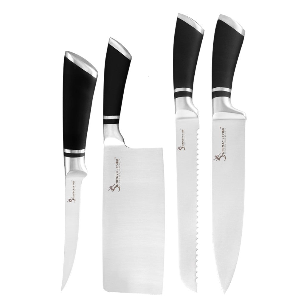 9 Pcs Stainless Steel Non-Slip Handle Chef Chopping Knives Set