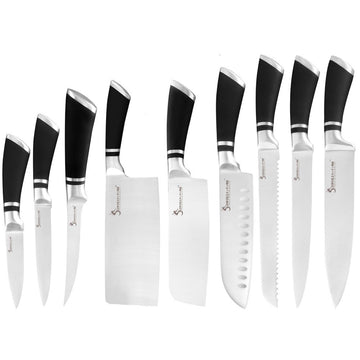 9 Pcs Stainless Steel Non-Slip Handle Chef Chopping Knives Set