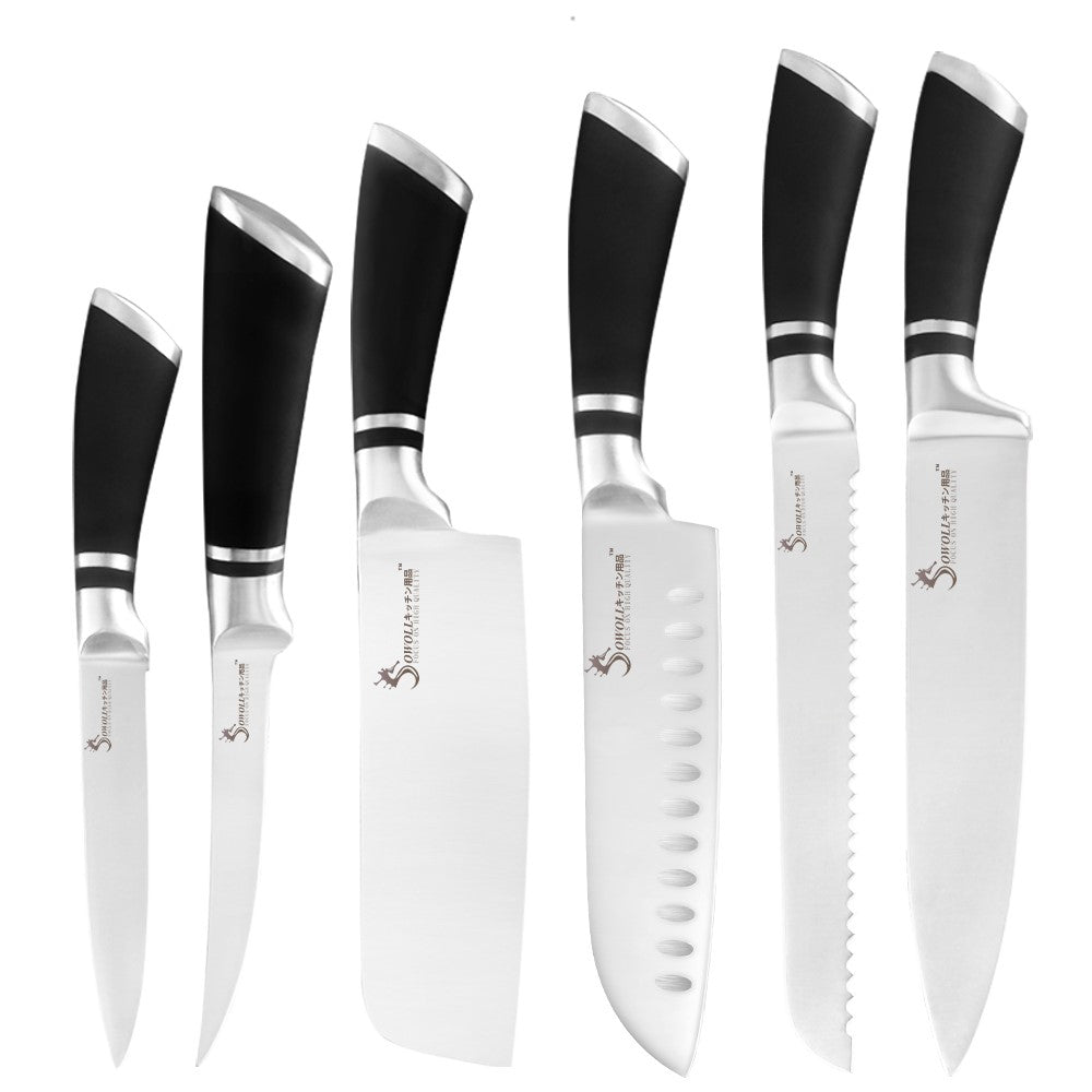 9 Pcs Stainless Steel Non-Slip Handle Chef Chopping Knives Set