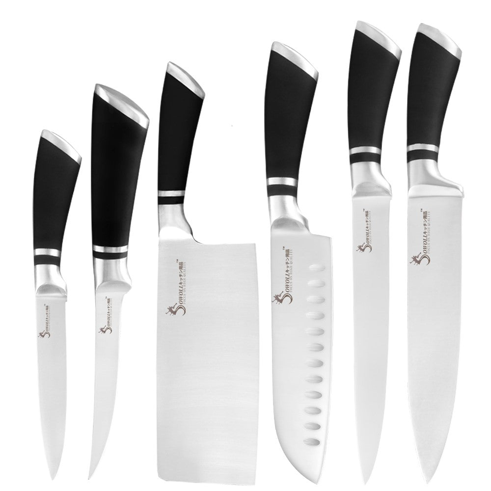 9 Pcs Stainless Steel Non-Slip Handle Chef Chopping Knives Set