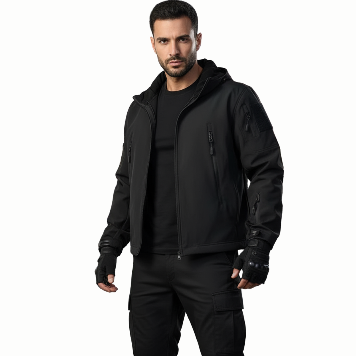 Men's Winter Tactical Jacket Set - Waterproof Softshell with Fleece Lining and Cargo Trousers