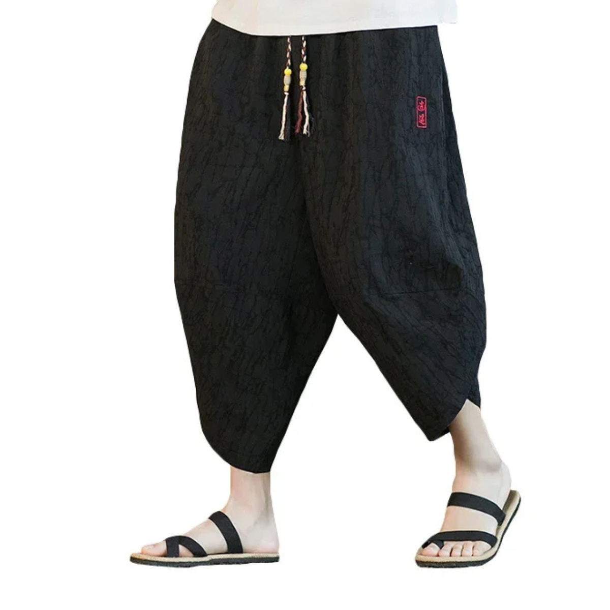 Men's Japanese Kimono Shorts - Linen Wide-Leg Pants