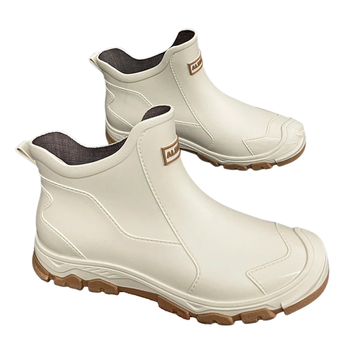 Men's Waterproof Ankle Rain Boots - Warm Anti-Slip Rubber