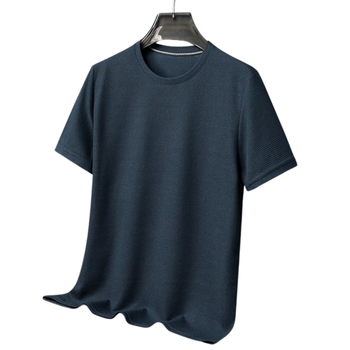 Waffle Round Neck Short Sleeved T-Shirt for Men