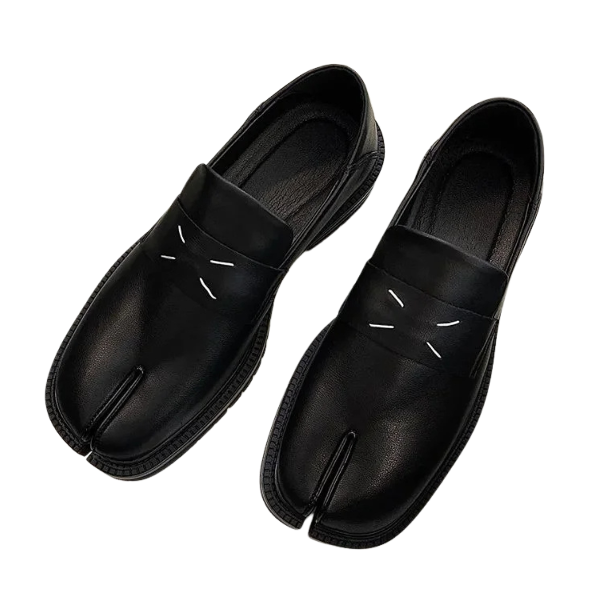 Split-Toe Tabi Loafers - Thick Sole Leather Shoes