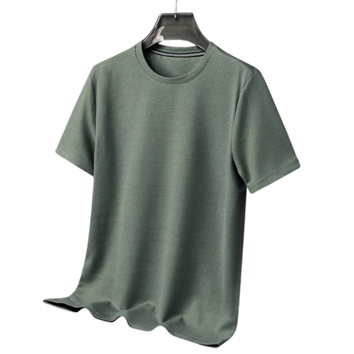 Waffle Round Neck Short Sleeved T-Shirt for Men