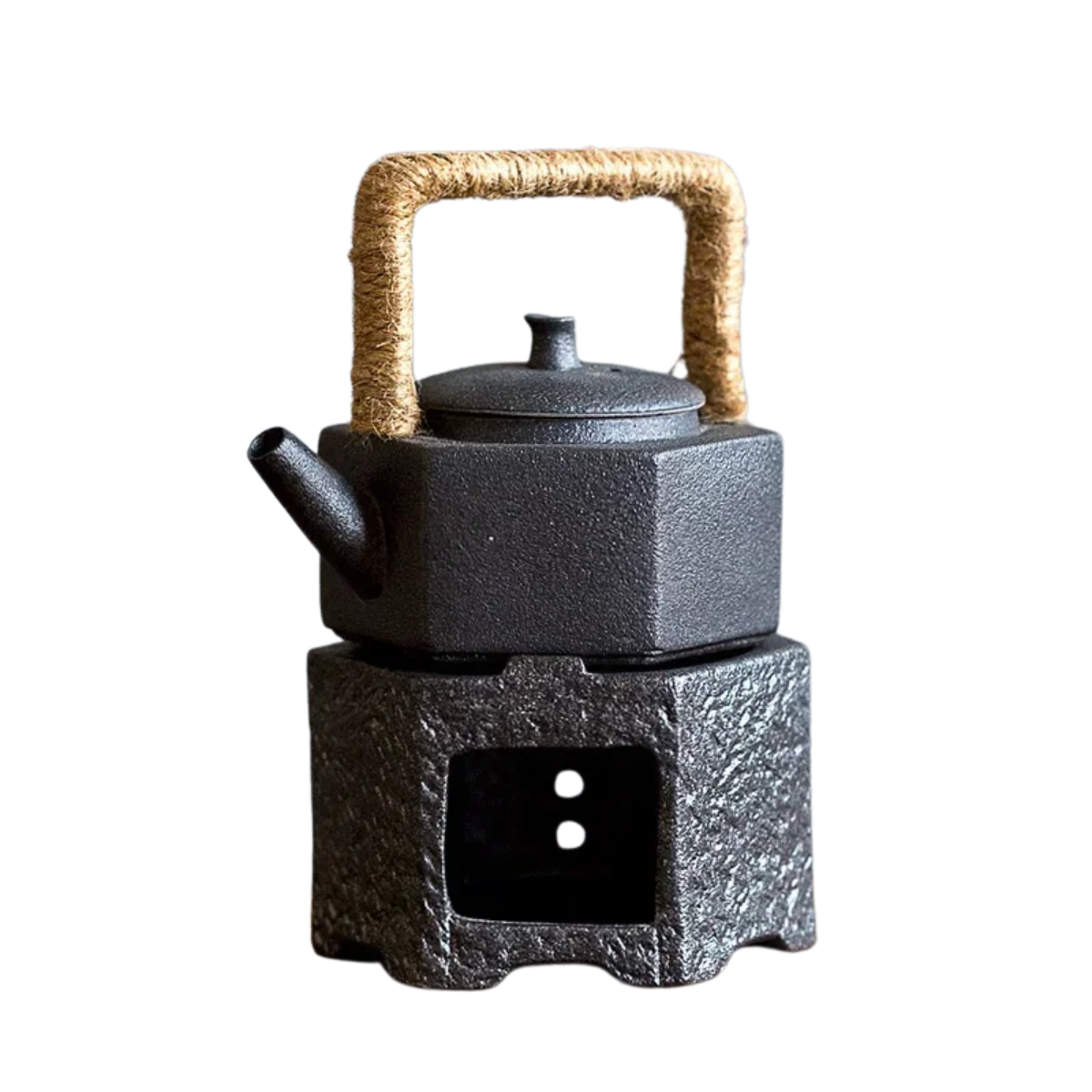 Japanese Stoneware Teapot Warmer - Candle-Heated Retro Ceramic Base