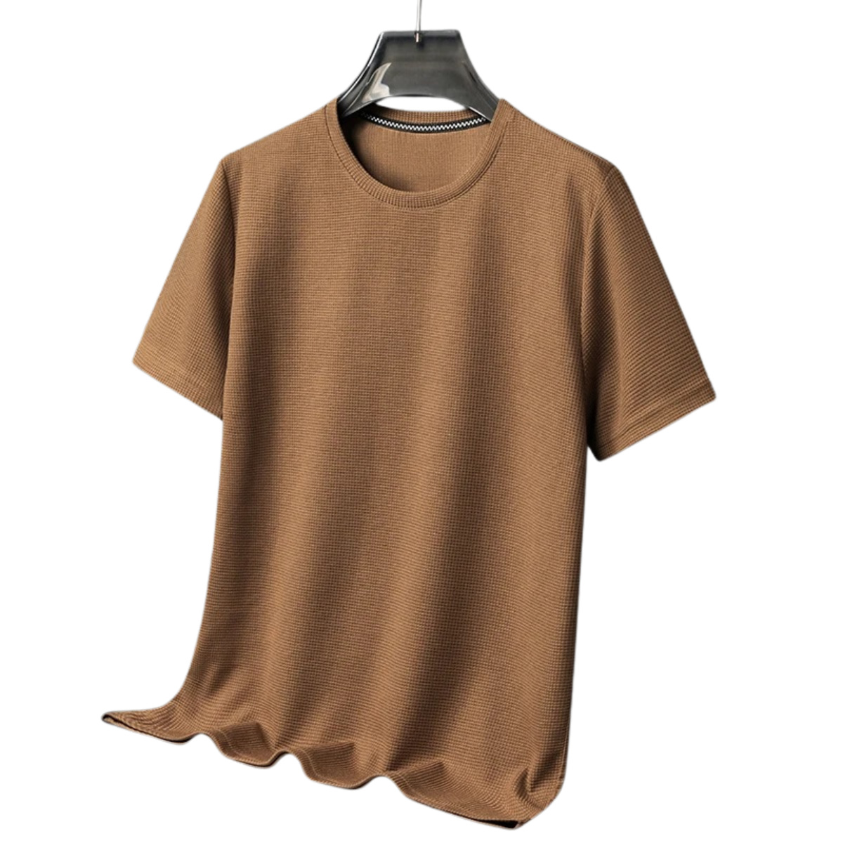 Waffle Round Neck Short Sleeved T-Shirt for Men