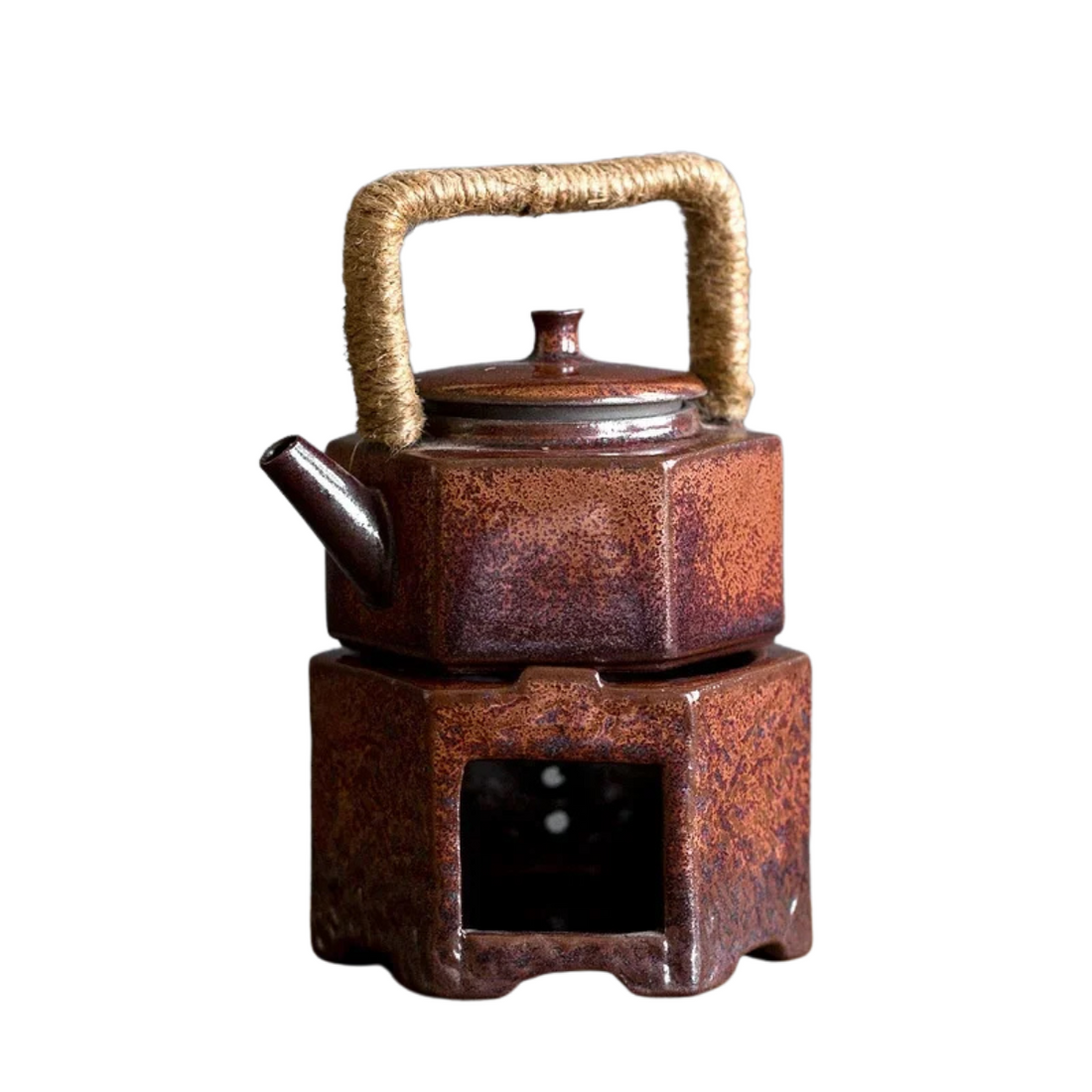 Japanese Stoneware Teapot Warmer - Candle-Heated Retro Ceramic Base