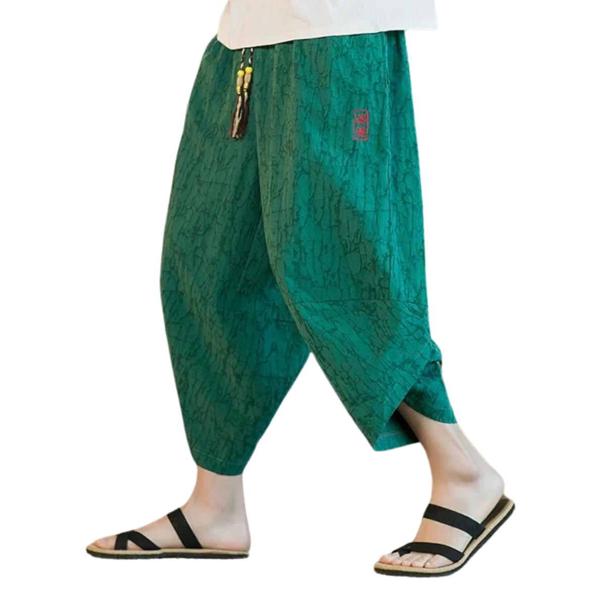 Men's Japanese Kimono Shorts - Linen Wide-Leg Pants