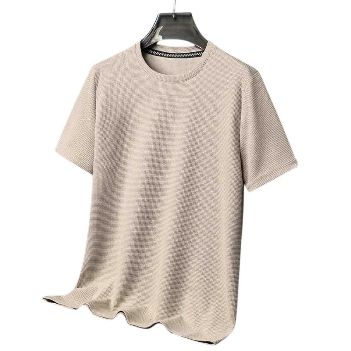 Waffle Round Neck Short Sleeved T-Shirt for Men